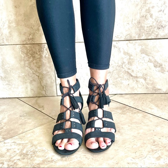 UGG Yasmin snake print wedge sandals tassel black size 7 - Picture 11 of 16